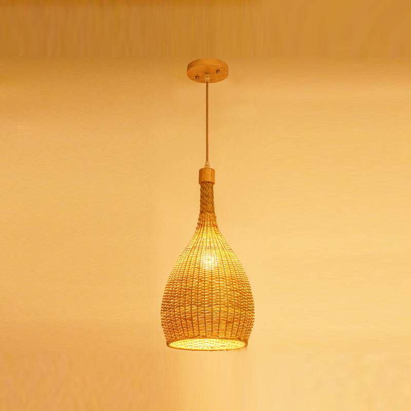 Bamboo Hanging Light Household Pendent Lighting Fixture for Sitting Room