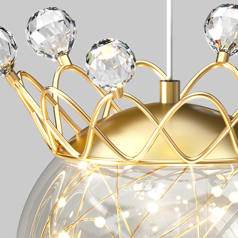 1 Light Spherical Hanging Pendant Modern Style Glass Hanging Lighting for Bedside