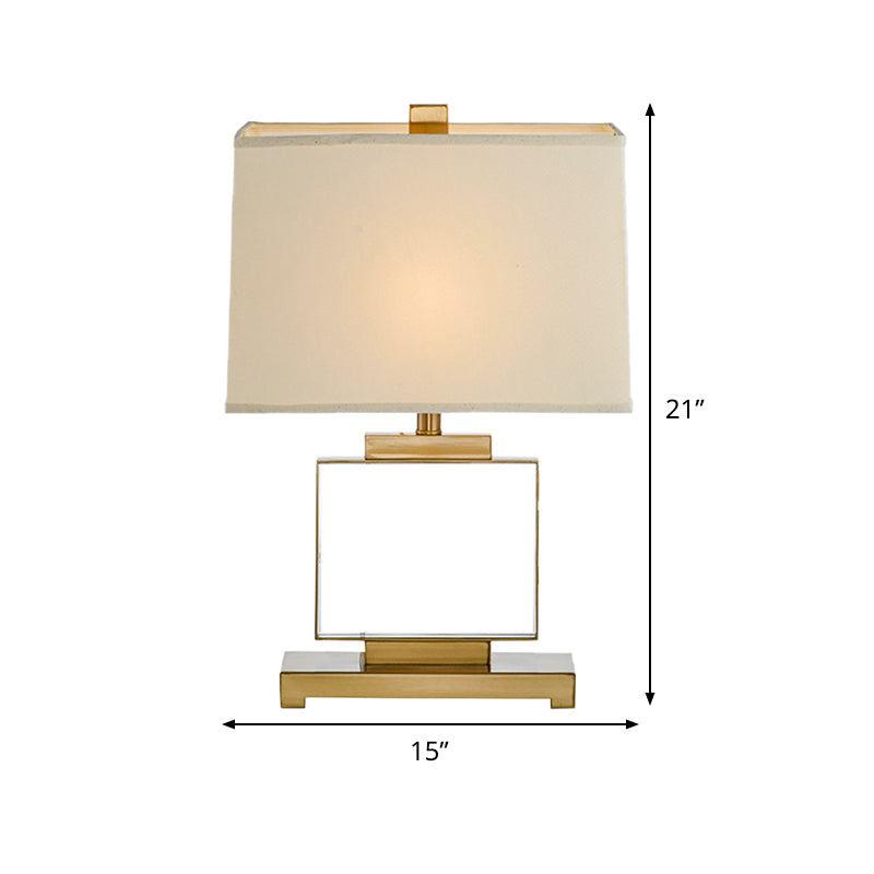 1 lampe de table de salon de tête Lumière de lecture en or moderne avec une nuance de tissu de pagode