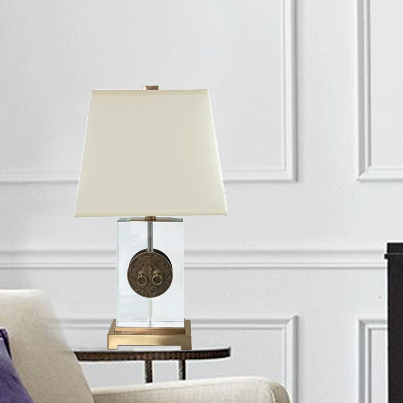 Scrivania in tessuto rettangolare luce modernista cristallo chiaro 1 lampada da tavolo notturna in oro