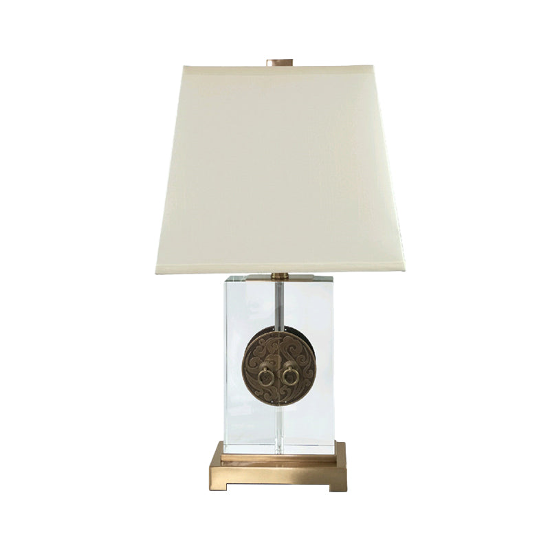 Scrivania in tessuto rettangolare luce modernista cristallo chiaro 1 lampada da tavolo notturna in oro