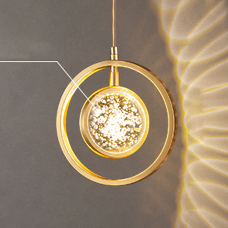 Forme sphérique de style moderne Hanging Light Crystal 1 Lumière Lumière suspendue en or