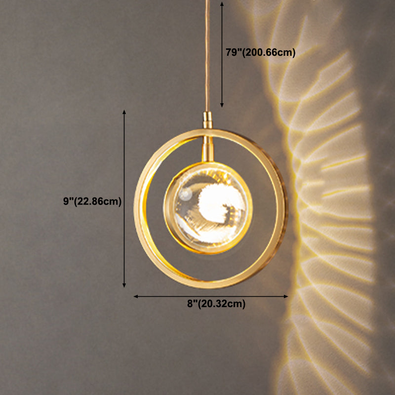 Forme sphérique de style moderne Hanging Light Crystal 1 Lumière Lumière suspendue en or