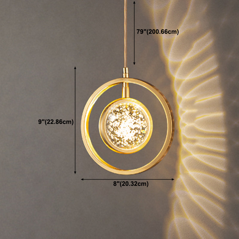 Forme sphérique de style moderne Hanging Light Crystal 1 Lumière Lumière suspendue en or
