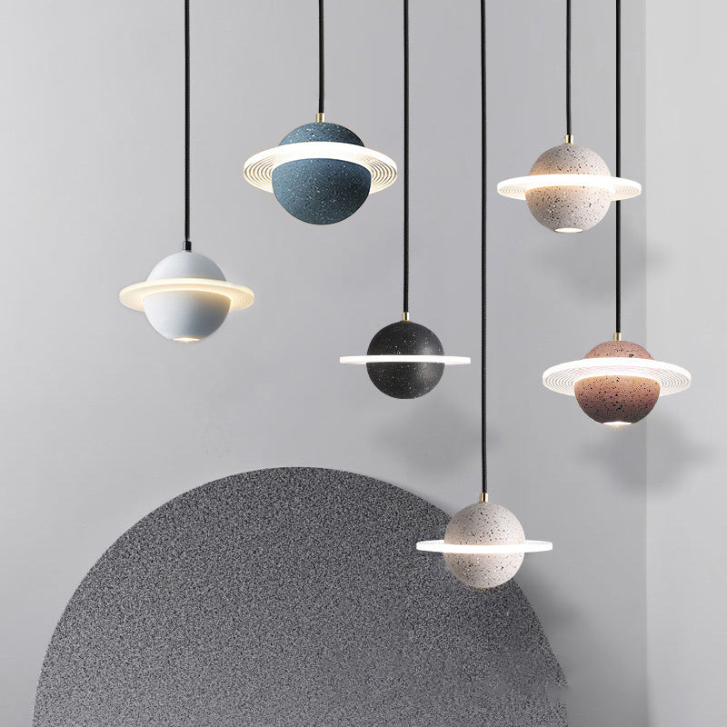 Multi lumières Suspension Round Pendentif Modern Style Stone Down Lighting