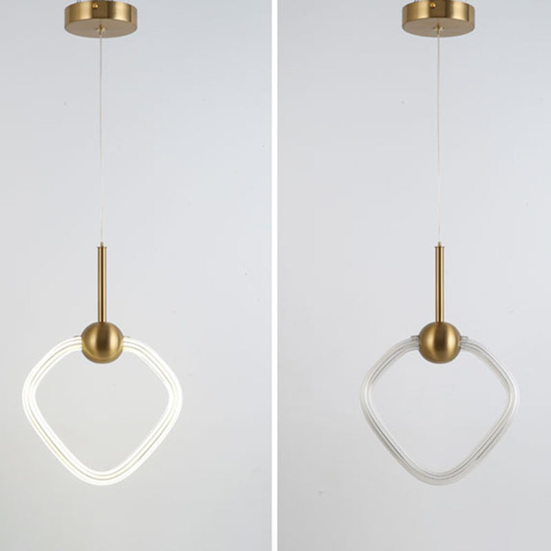 Modern Gold Pendant Light Metal Geometric Hanging Pendant for Living Room