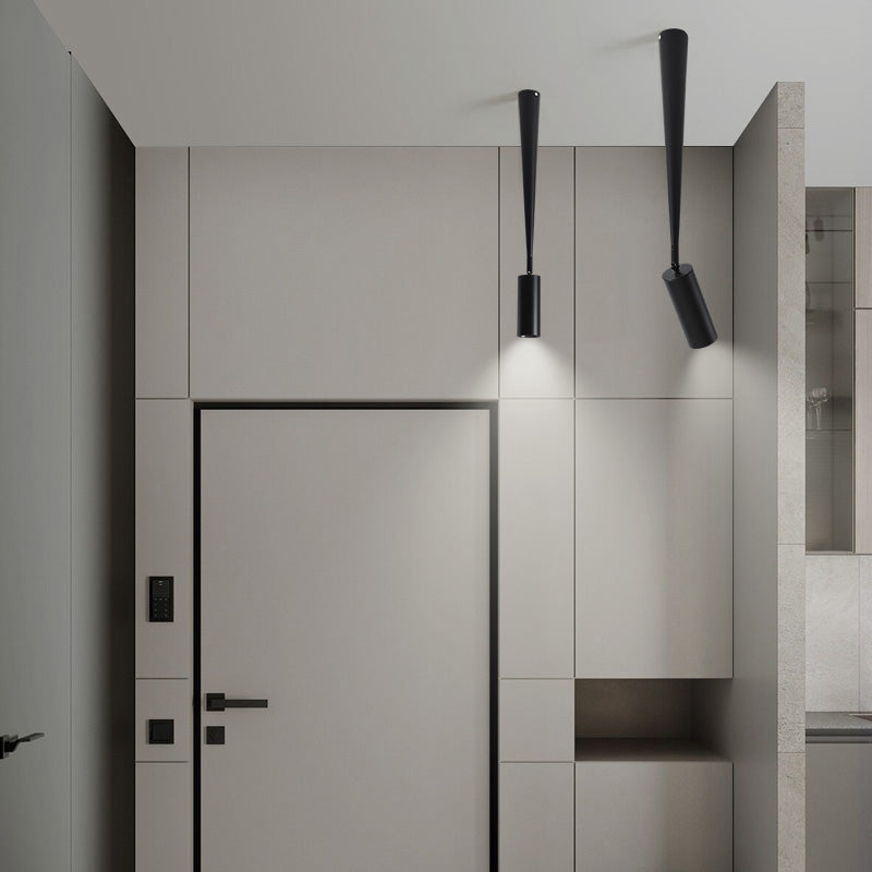 Iluminación cilíndrica del pasillo LED METAL LED Minimalista Pantnight en negro