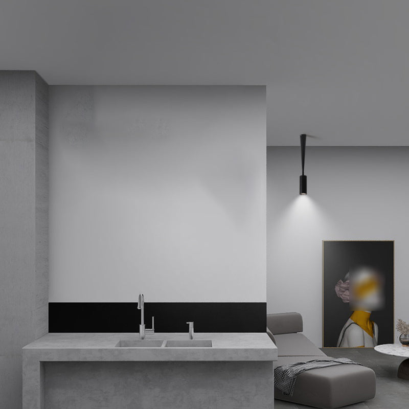 Iluminación cilíndrica del pasillo LED METAL LED Minimalista Pantnight en negro