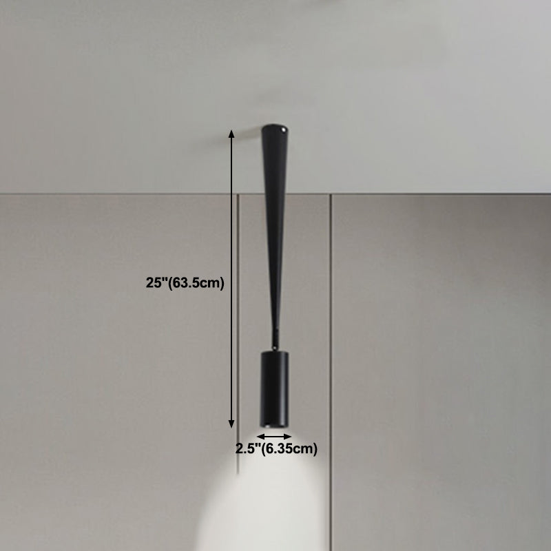 Cylindrical Hallway Drop Lighting Metal LED Minimalist Pendant Spotlight in Black