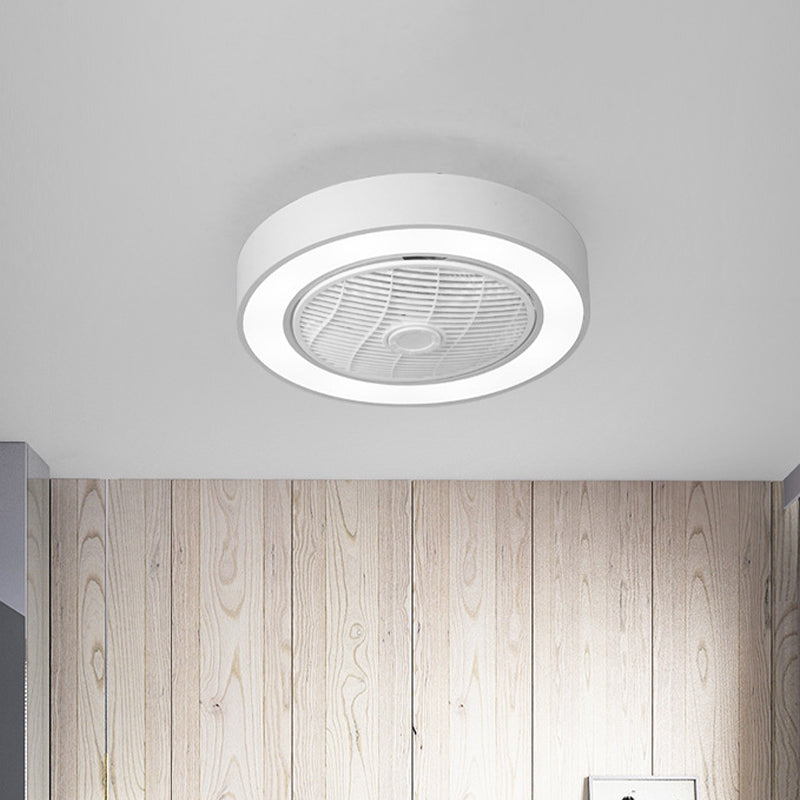 Moderne kreisförmige Lüfterleuchte -LED -Acryl -Halbflush -Halterung in Schwarz/Weiß mit 3 klaren Klingen, 21,5 "breit