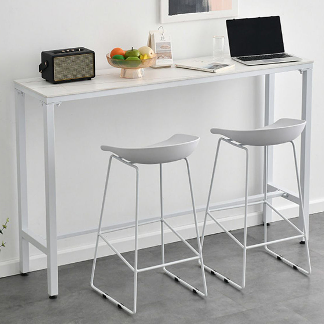 Table à vin de comptoir en marbre avec table rectangle Tableau de chevalet en haut - 41,3 "H