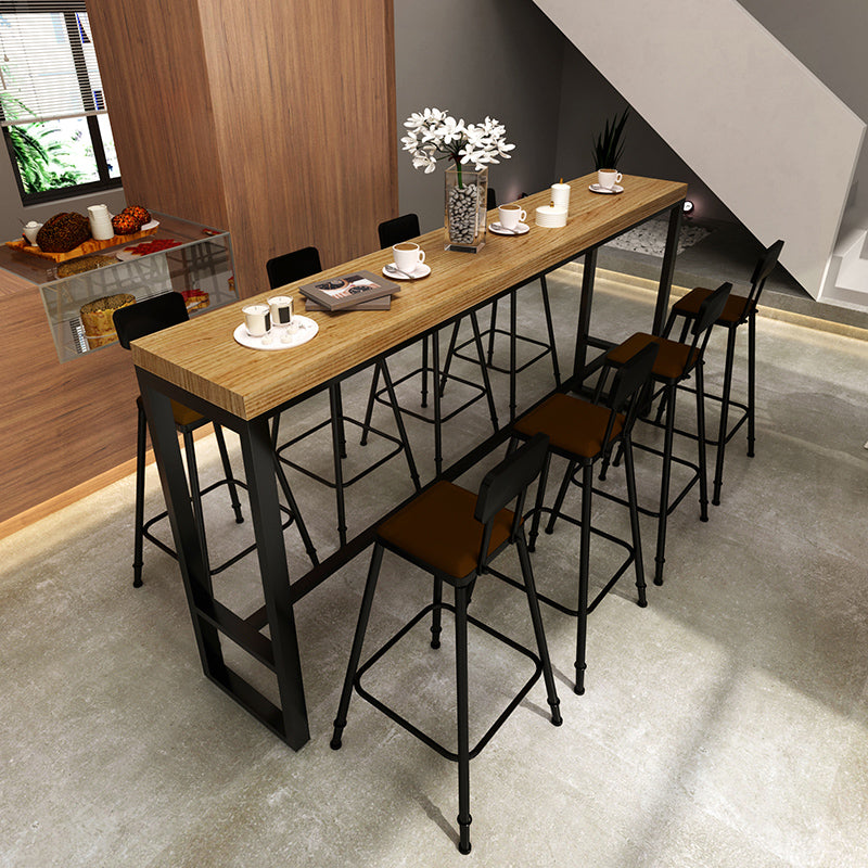 Table à manger en marbre et bar en bois avec table rectangle Table à chevalets en haut - 41,3 "H