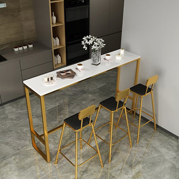 Table à manger en marbre et bar en bois avec table rectangle Table à chevalets en haut - 41,3 "H