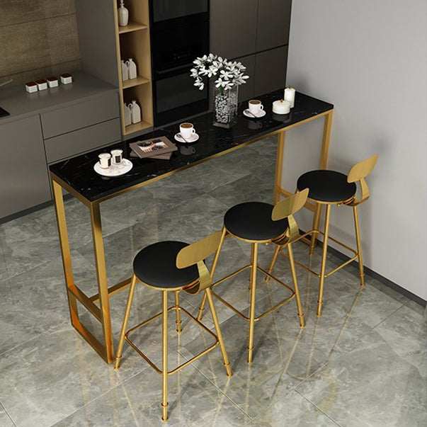 Table à manger en marbre et bar en bois avec table rectangle Table à chevalets en haut - 41,3 "H