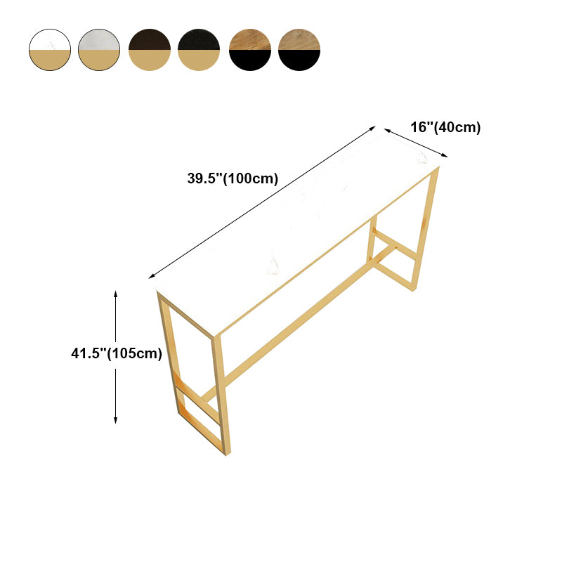 Table à manger en marbre et bar en bois avec table rectangle Table à chevalets en haut - 41,3 "H