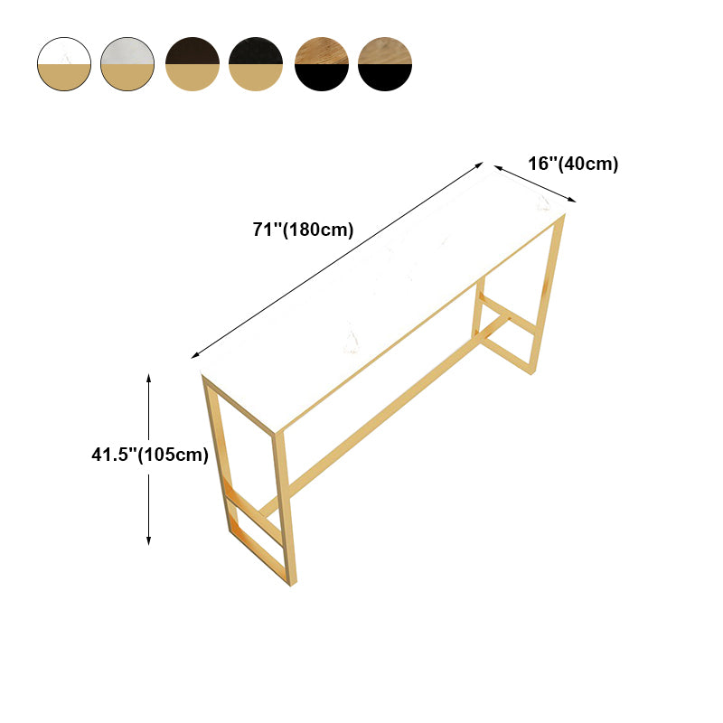 Table à manger en marbre et bar en bois avec table rectangle Table à chevalets en haut - 41,3 "H