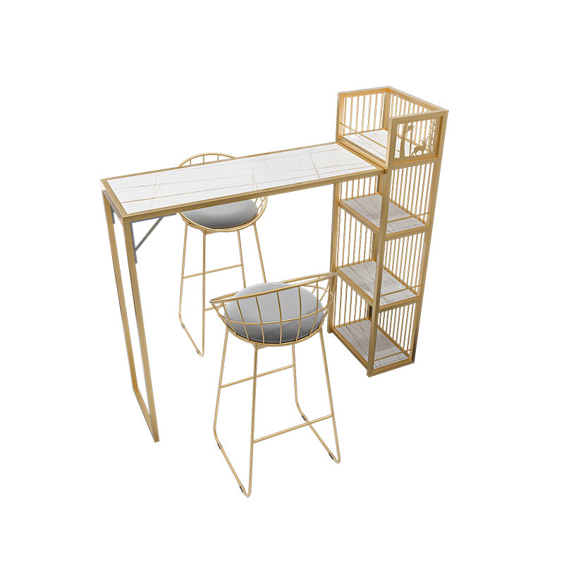 Table de bar de style glam noir et or dans la table de bar à thé à thé en métal au lait en métal