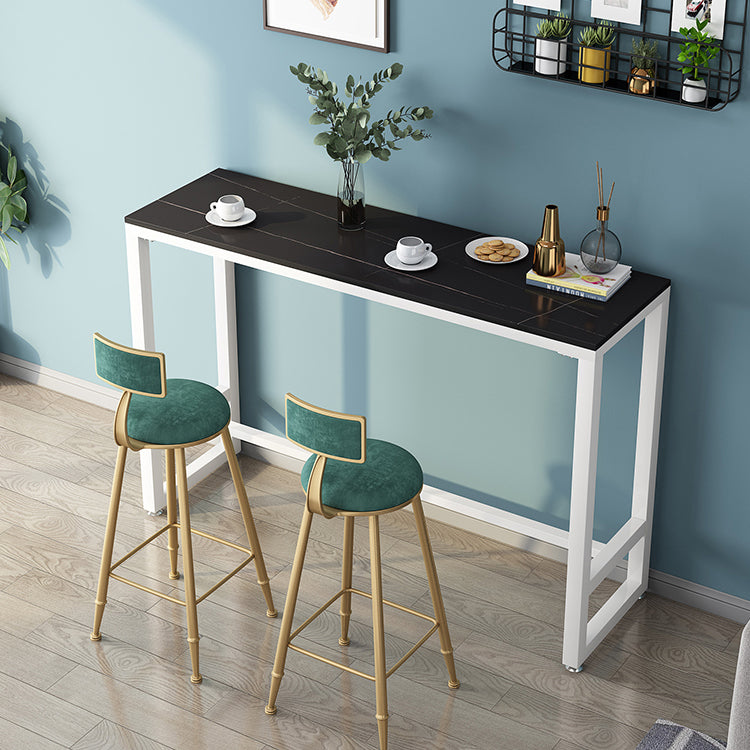 Table en marbre moderne avec table rectangle supérieure à trestle blanc noir table-41.3 "H