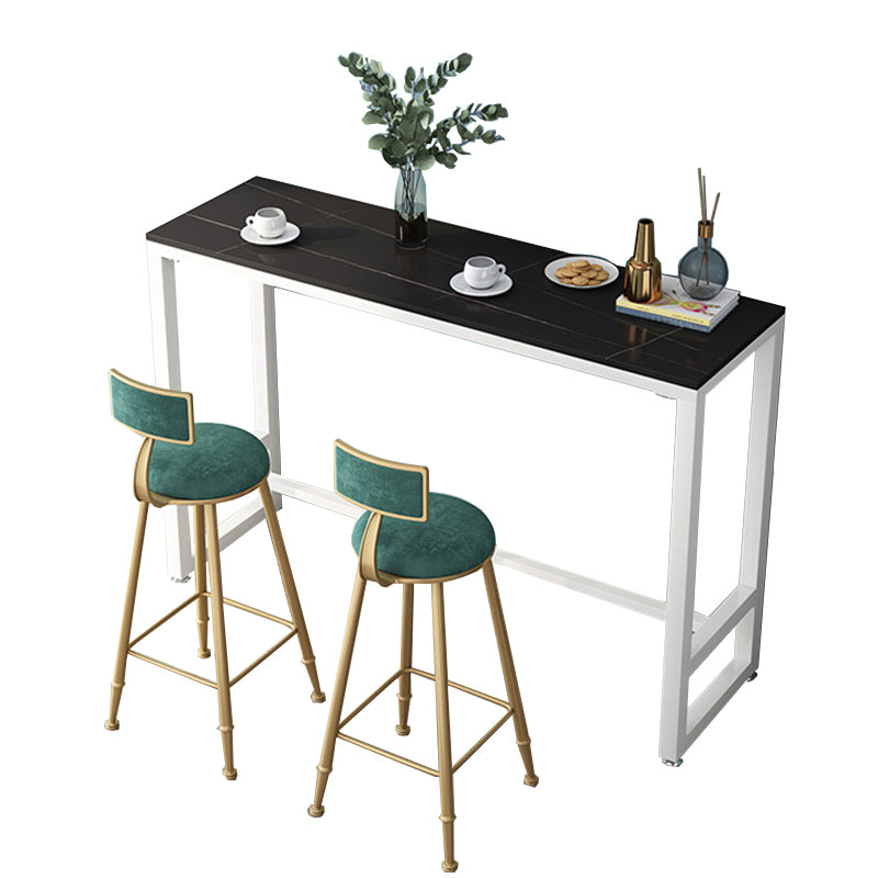 Table en marbre moderne avec table rectangle supérieure à trestle blanc noir table-41.3 "H