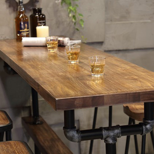 Industrial Style Rectangle Bar Table Solid Wood Milk Tea Shop Casual Bar Table