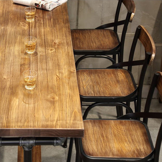 Industrial Style Rectangle Bar Table Solid Wood Milk Tea Shop Casual Bar Table