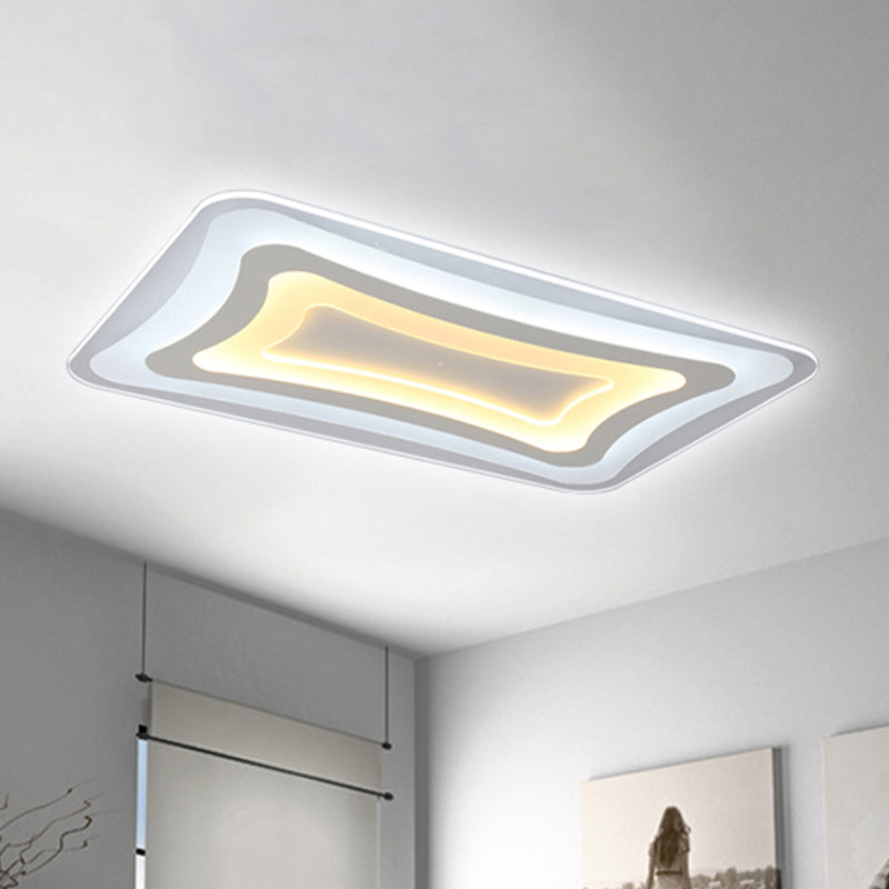 23.5"/35.5"/47" Wide Rectangular Acrylic Flushmount Simple LED White Ceiling Light in Warm/White Light