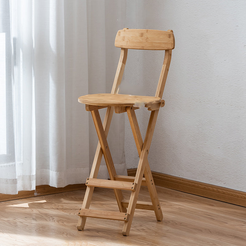 Contemporary Solid Wood Folding Bar Stool Indoor Barstools With Wood Seat and Low Back