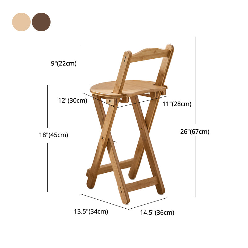 Contemporary Solid Wood Folding Bar Stool Indoor Barstools With Wood Seat and Low Back