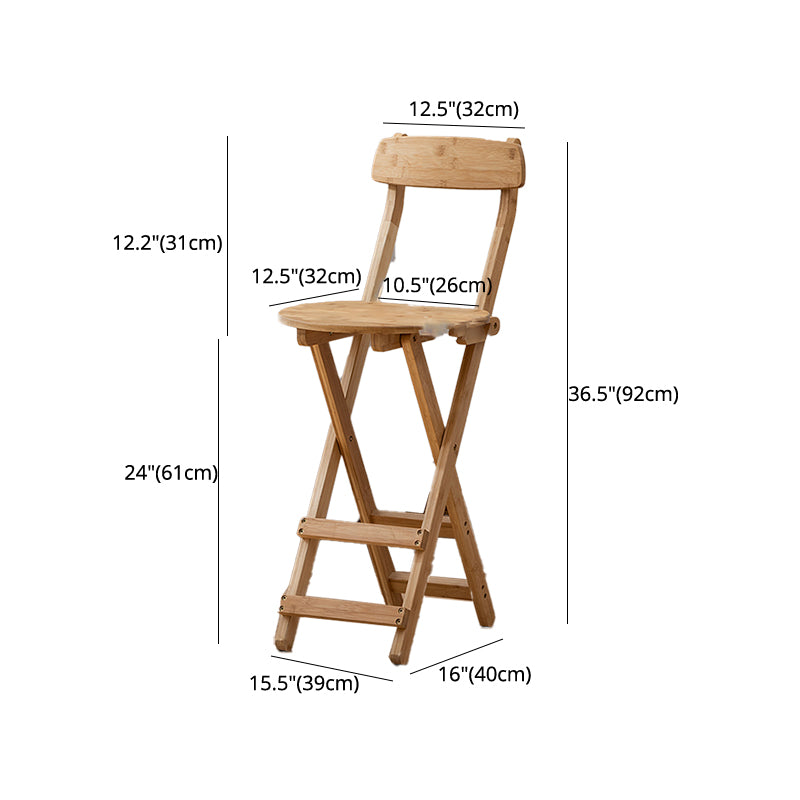 Contemporary Solid Wood Folding Bar Stool Indoor Barstools With Wood Seat and Low Back