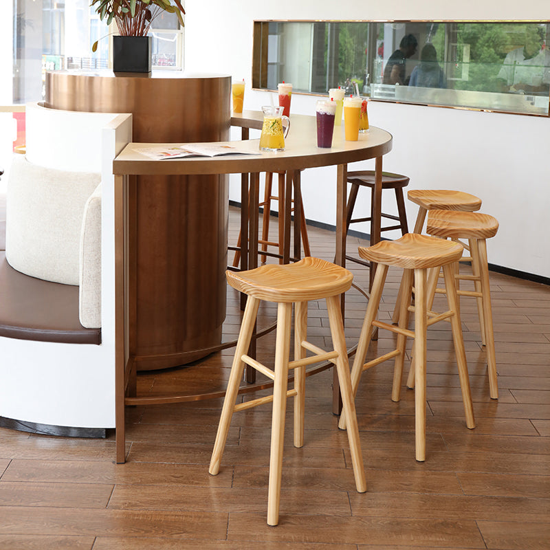 Contemporary Solid Wood Bar Stool Indoor Bar Stool with Wood Seat and Footrest