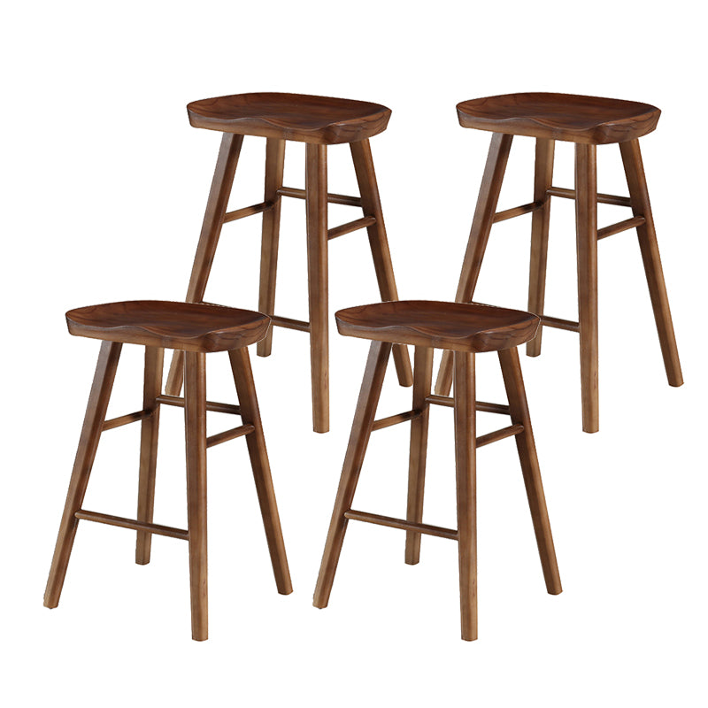 Contemporary Solid Wood Bar Stool Indoor Bar Stool with Wood Seat and Footrest