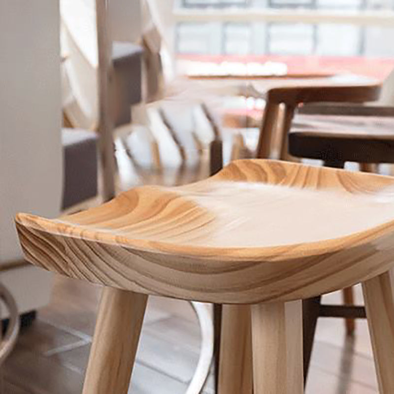 Contemporary Solid Wood Bar Stool Indoor Bar Stool with Wood Seat and Footrest
