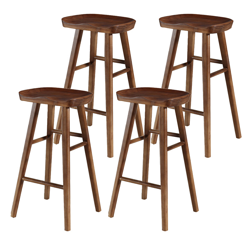 Contemporary Solid Wood Bar Stool Indoor Bar Stool with Wood Seat and Footrest