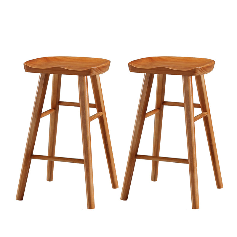 Contemporary Solid Wood Bar Stool Indoor Bar Stool with Wood Seat and Footrest