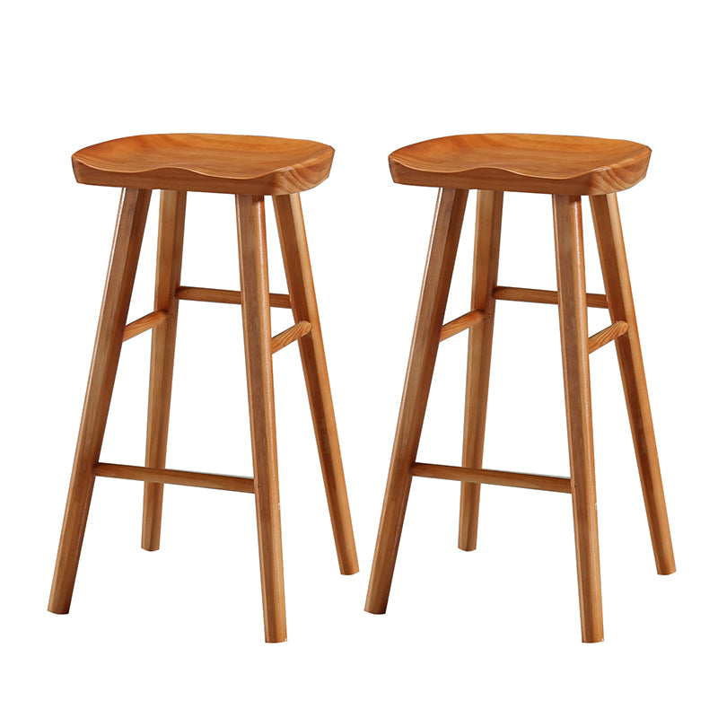 Contemporary Solid Wood Bar Stool Indoor Bar Stool with Wood Seat and Footrest