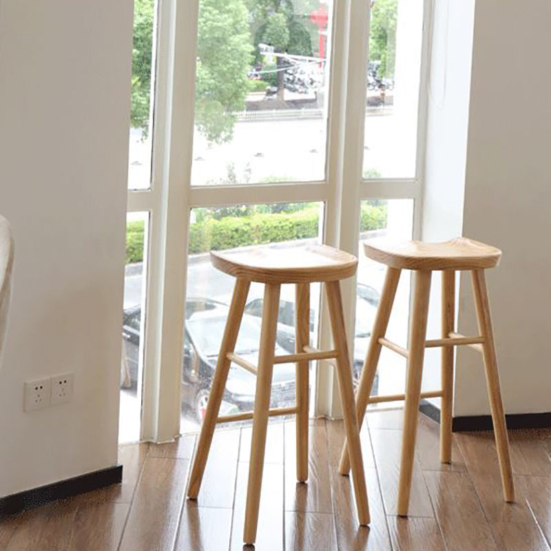 Contemporary Solid Wood Bar Stool Indoor Bar Stool with Wood Seat and Footrest