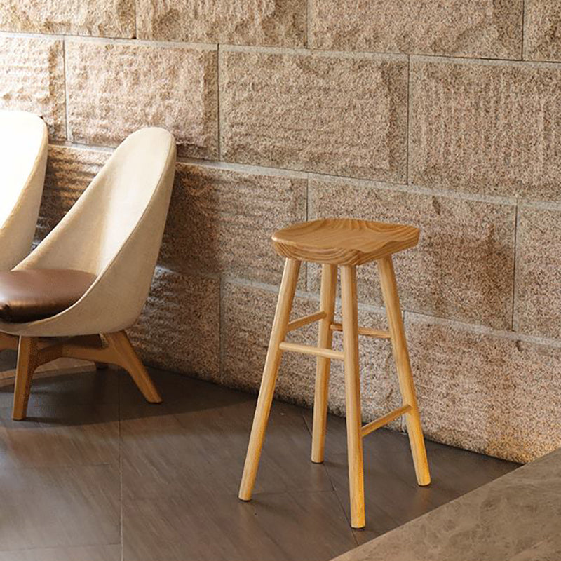 Contemporary Solid Wood Bar Stool Indoor Bar Stool with Wood Seat and Footrest