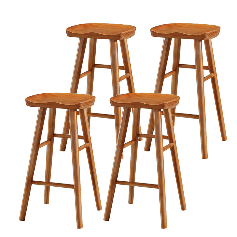 Contemporary Solid Wood Bar Stool Indoor Bar Stool with Wood Seat and Footrest