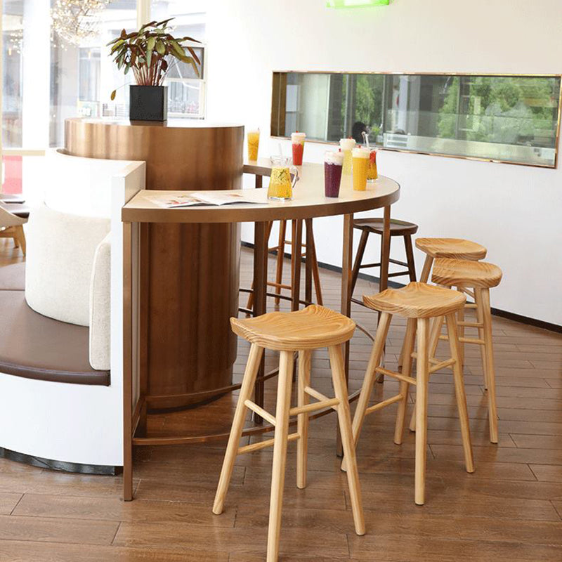 Contemporary Solid Wood Bar Stool Indoor Bar Stool with Wood Seat and Footrest