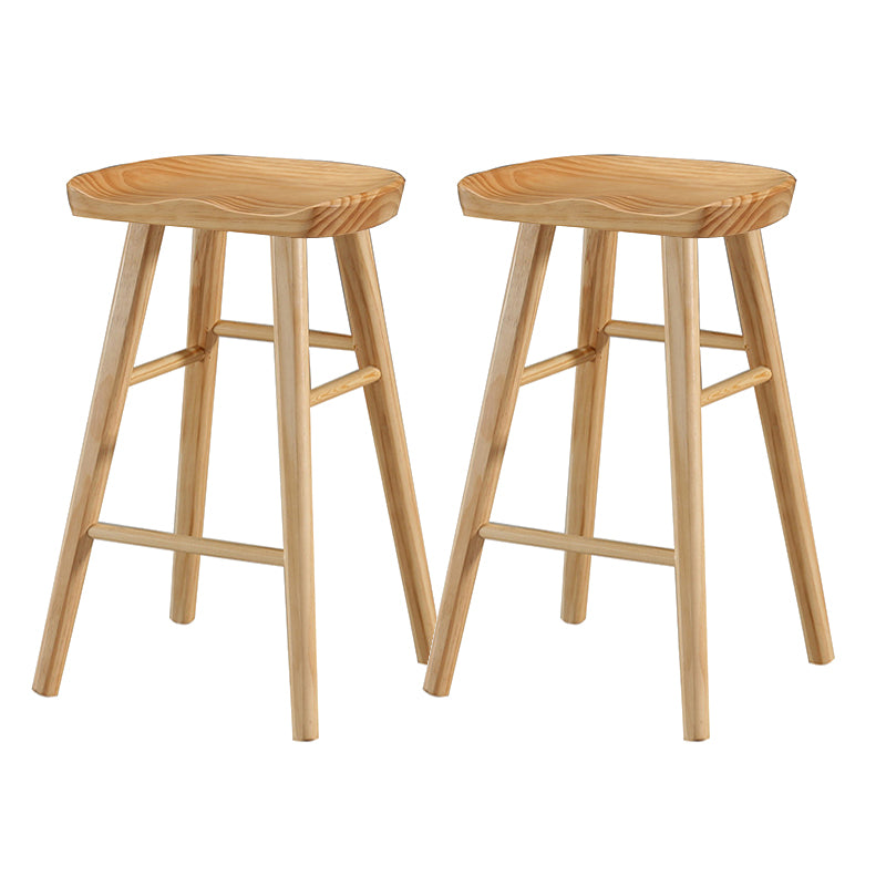 Contemporary Solid Wood Bar Stool Indoor Bar Stool with Wood Seat and Footrest