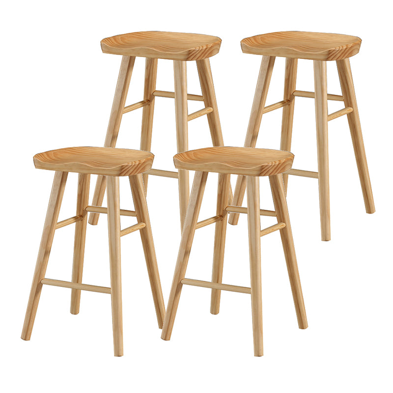 Contemporary Solid Wood Bar Stool Indoor Bar Stool with Wood Seat and Footrest