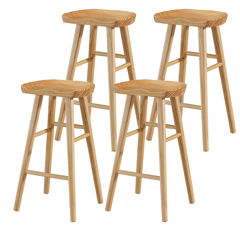 Contemporary Solid Wood Bar Stool Indoor Bar Stool with Wood Seat and Footrest