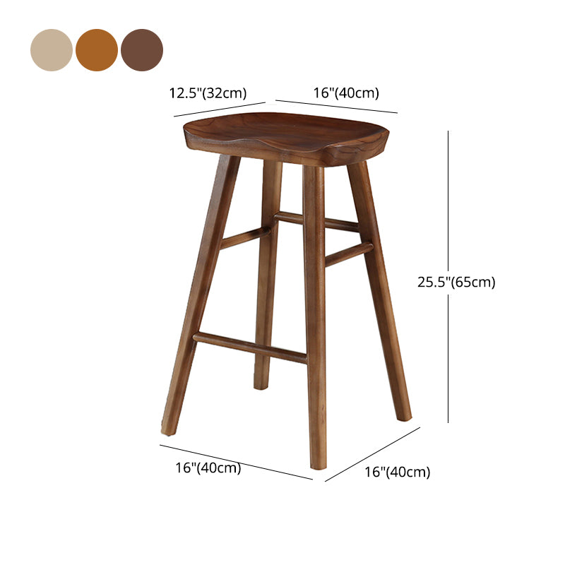 Contemporary Solid Wood Bar Stool Indoor Bar Stool with Wood Seat and Footrest