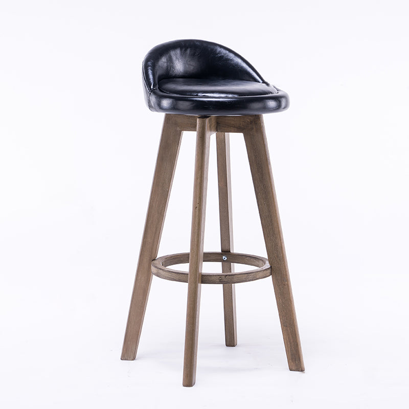 Taburetes de bar contemporáneos de madera maciza, taburete de bar interior con reposapiés y respaldo bajo