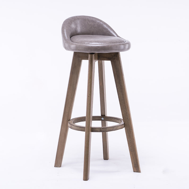 Taburetes de bar contemporáneos de madera maciza, taburete de bar interior con reposapiés y respaldo bajo