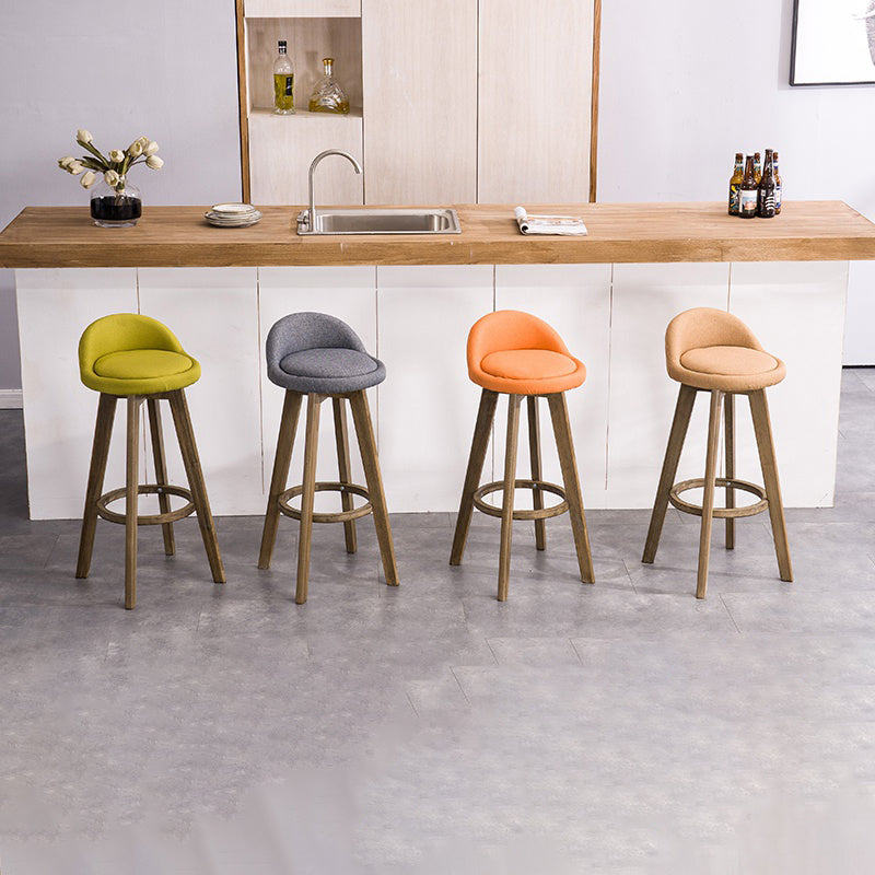 Taburetes de bar contemporáneos de madera maciza, taburete de bar interior con reposapiés y respaldo bajo