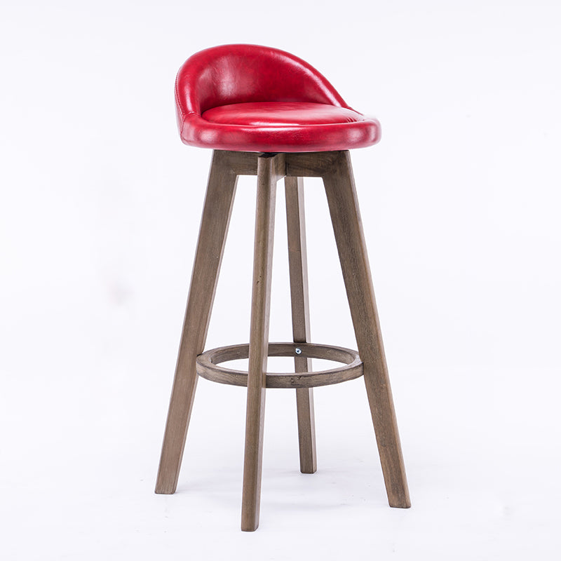 Taburetes de bar contemporáneos de madera maciza, taburete de bar interior con reposapiés y respaldo bajo