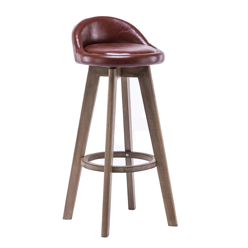 Taburetes de bar contemporáneos de madera maciza, taburete de bar interior con reposapiés y respaldo bajo