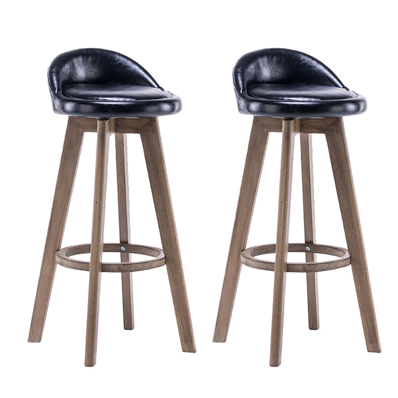 Taburetes de bar contemporáneos de madera maciza, taburete de bar interior con reposapiés y respaldo bajo