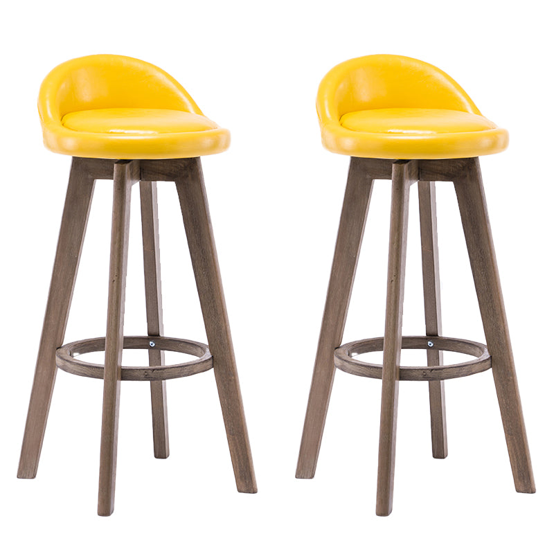 Taburetes de bar contemporáneos de madera maciza, taburete de bar interior con reposapiés y respaldo bajo